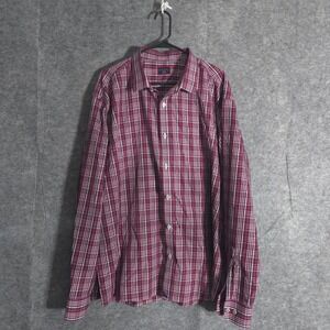 UNTUCKit Chevalier WF Shirt Mens 3XL Red Plaid Wrinkle Free Cotton Long Sleeve